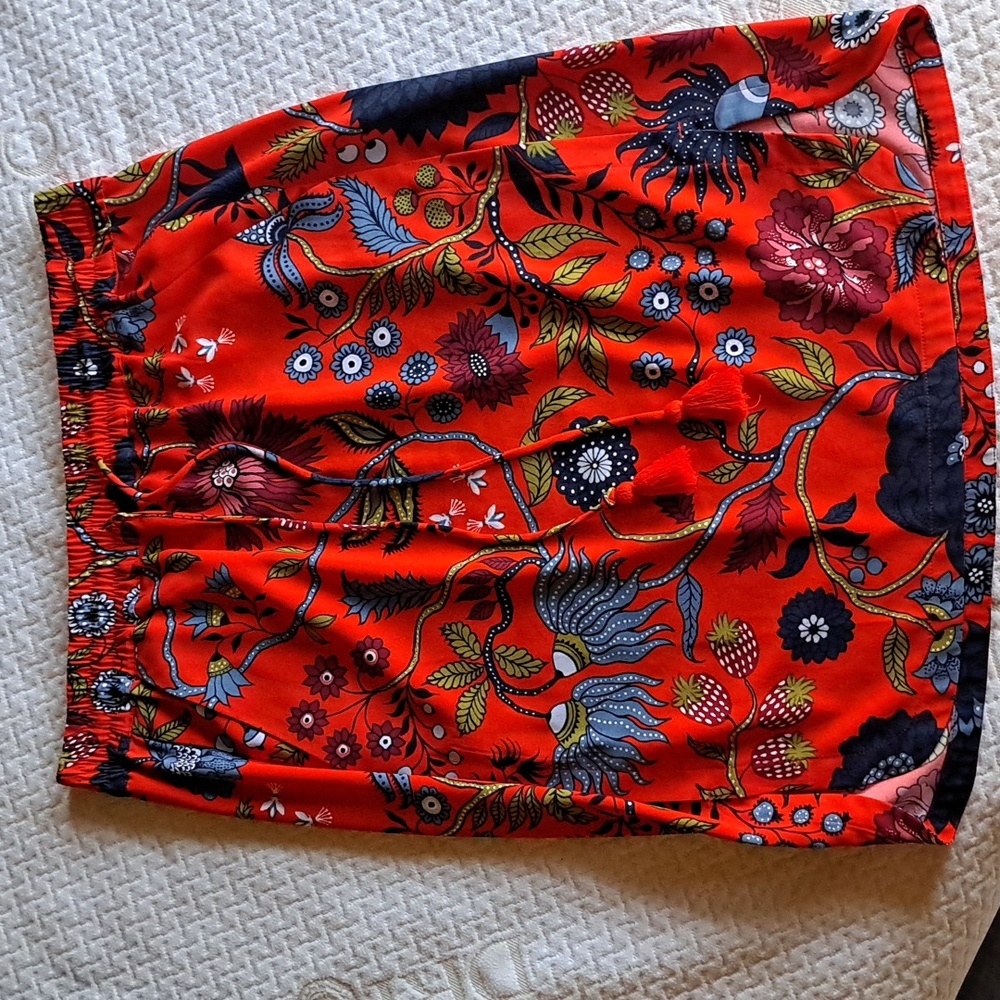 Red Loft Knee Length Skirt LOFT